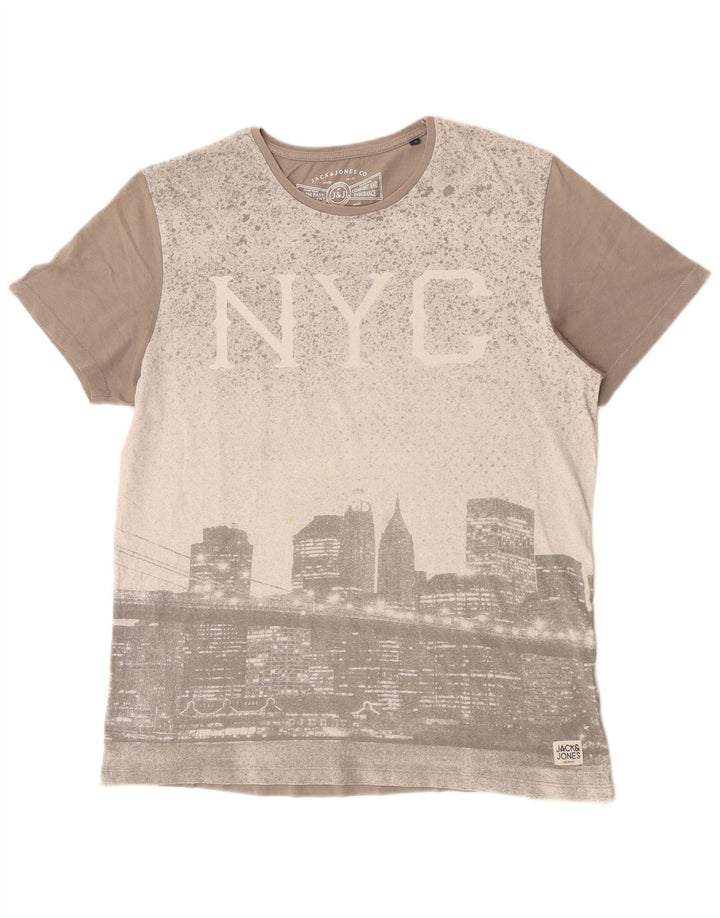 Camiseta gráfica masculina Jack & Jones Top XL cinza