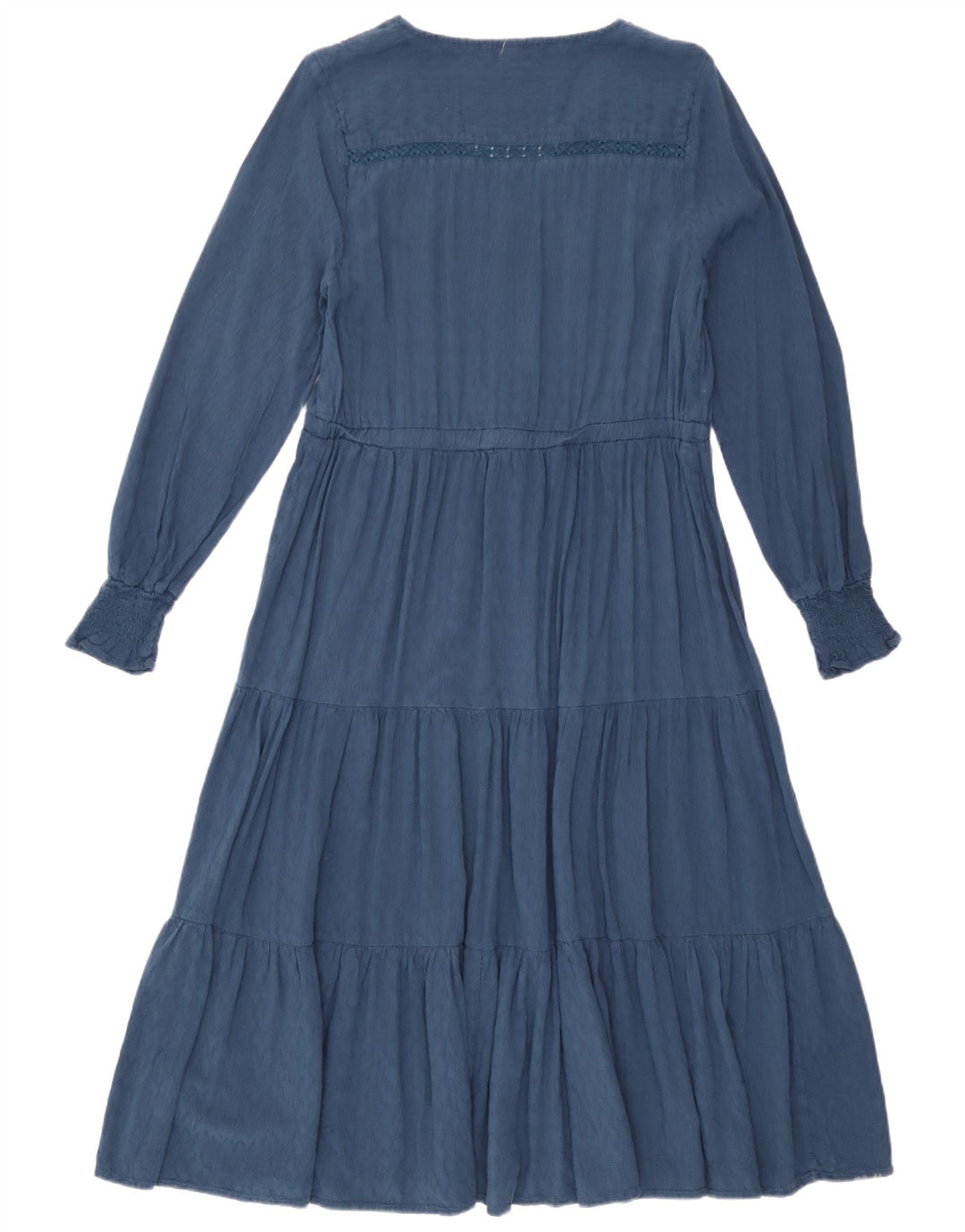 Vestido feminino branco de manga comprida em camadas UK 12 viscose azul médio