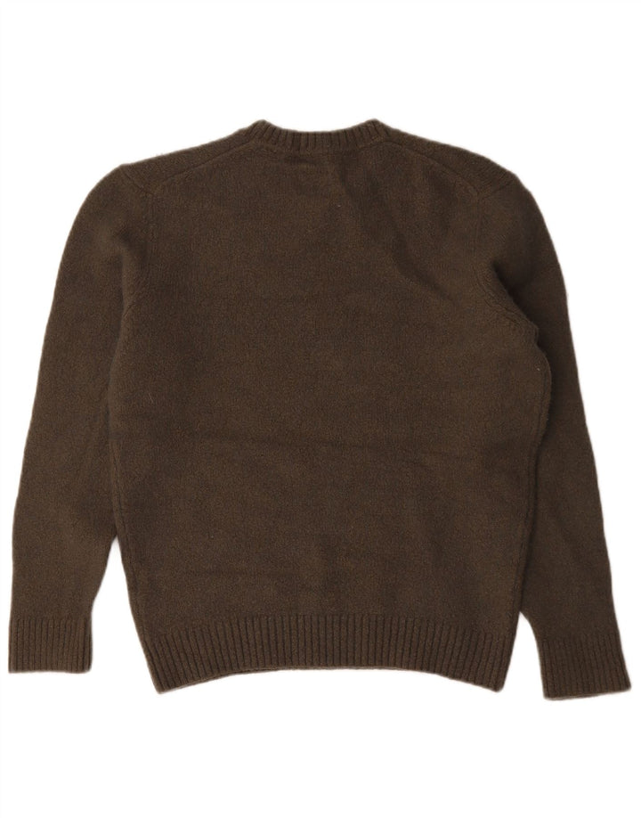 Suéter feminino Massimo Dutti com gola redonda Reino Unido 16 grande lã marrom