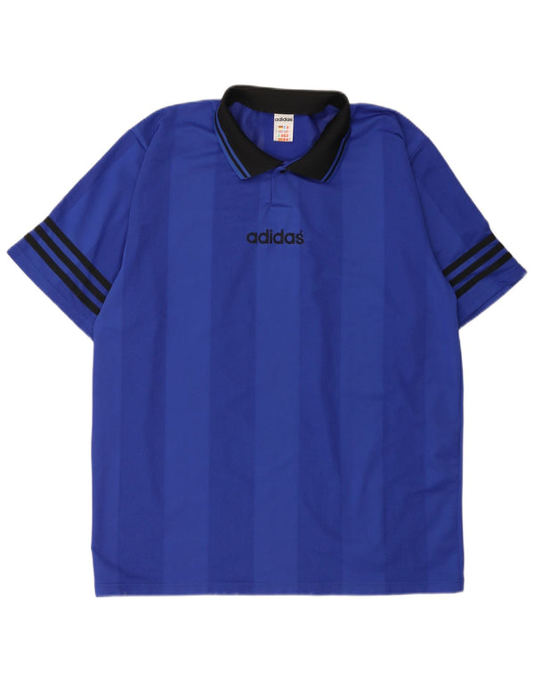 Adidas Mens Polo Shirt XL Azul Listrado Poliéster
