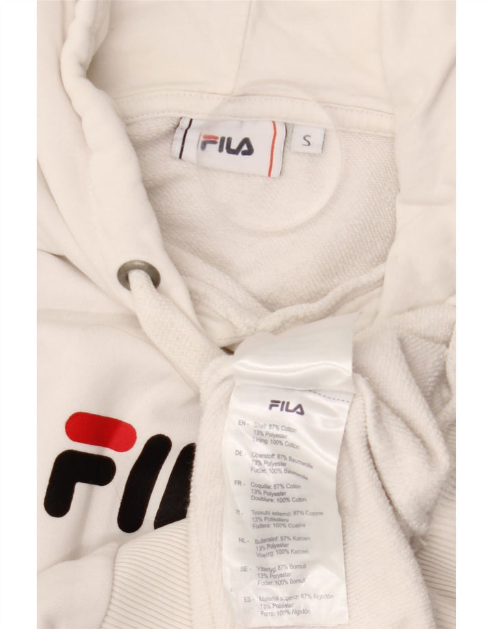 FILA Suéter feminino com capuz e estampa gráfica UK 10 pequeno algodão branco