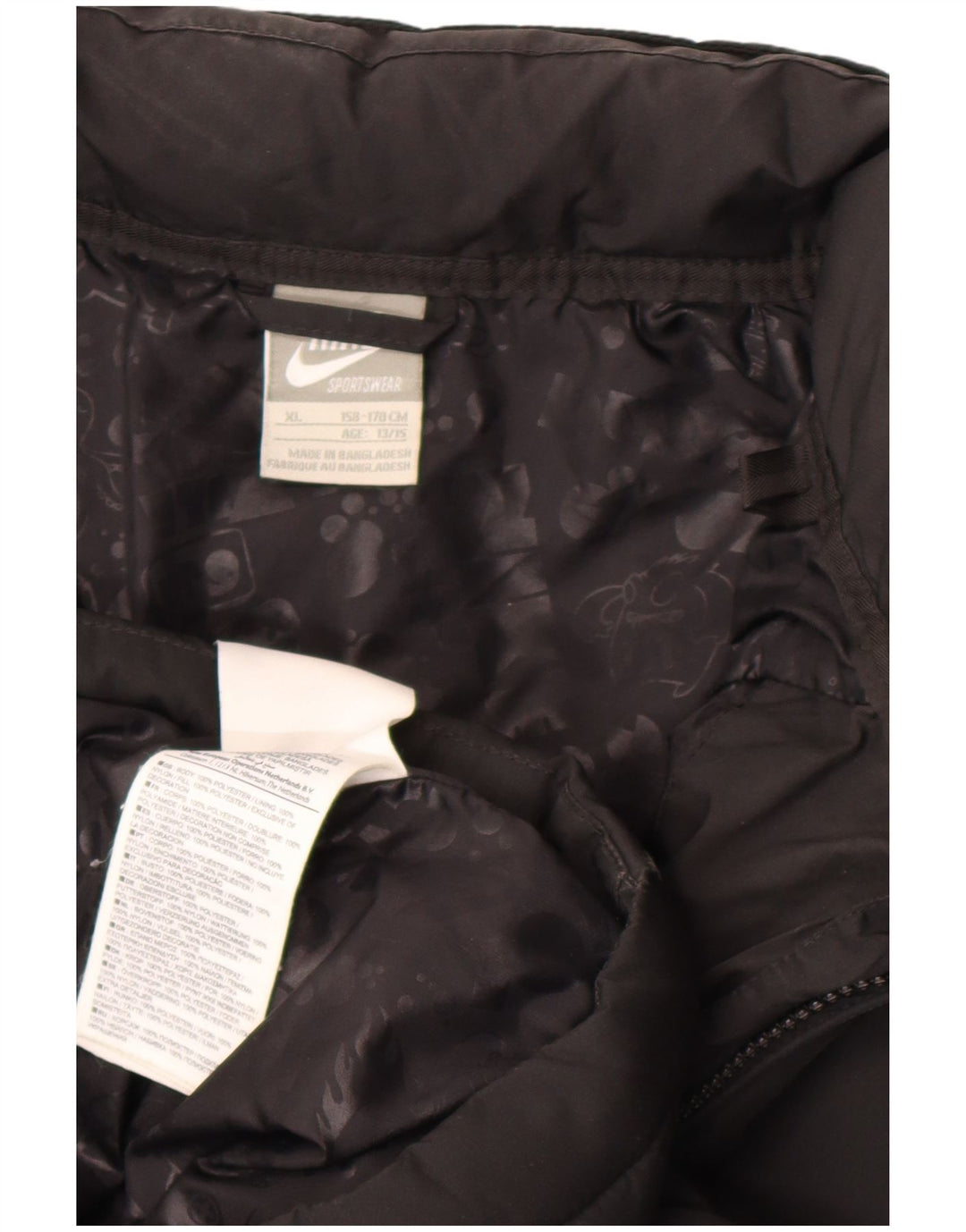 Jaqueta acolchoada com capuz Nike Boys 13-14 anos XL preto poliéster