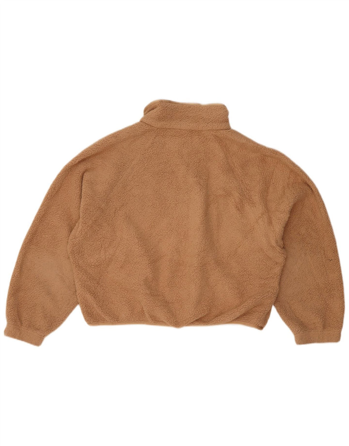 Jaqueta Nike Feminina Crop Oversized Fleece UK 10 Pequena Bege Poliéster