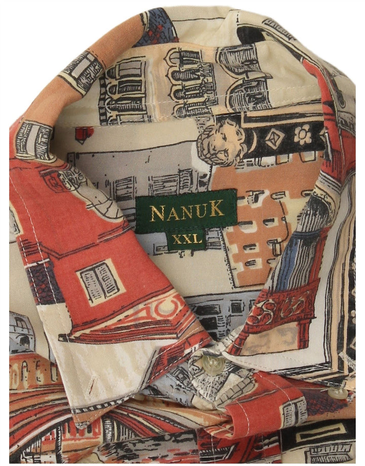 Camisa masculina vintage de manga curta 2XL multicolorida