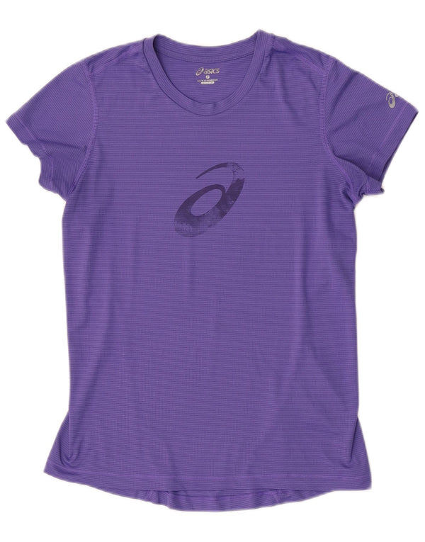 Camiseta feminina Asics Graphic UK 10 pequena listra roxa