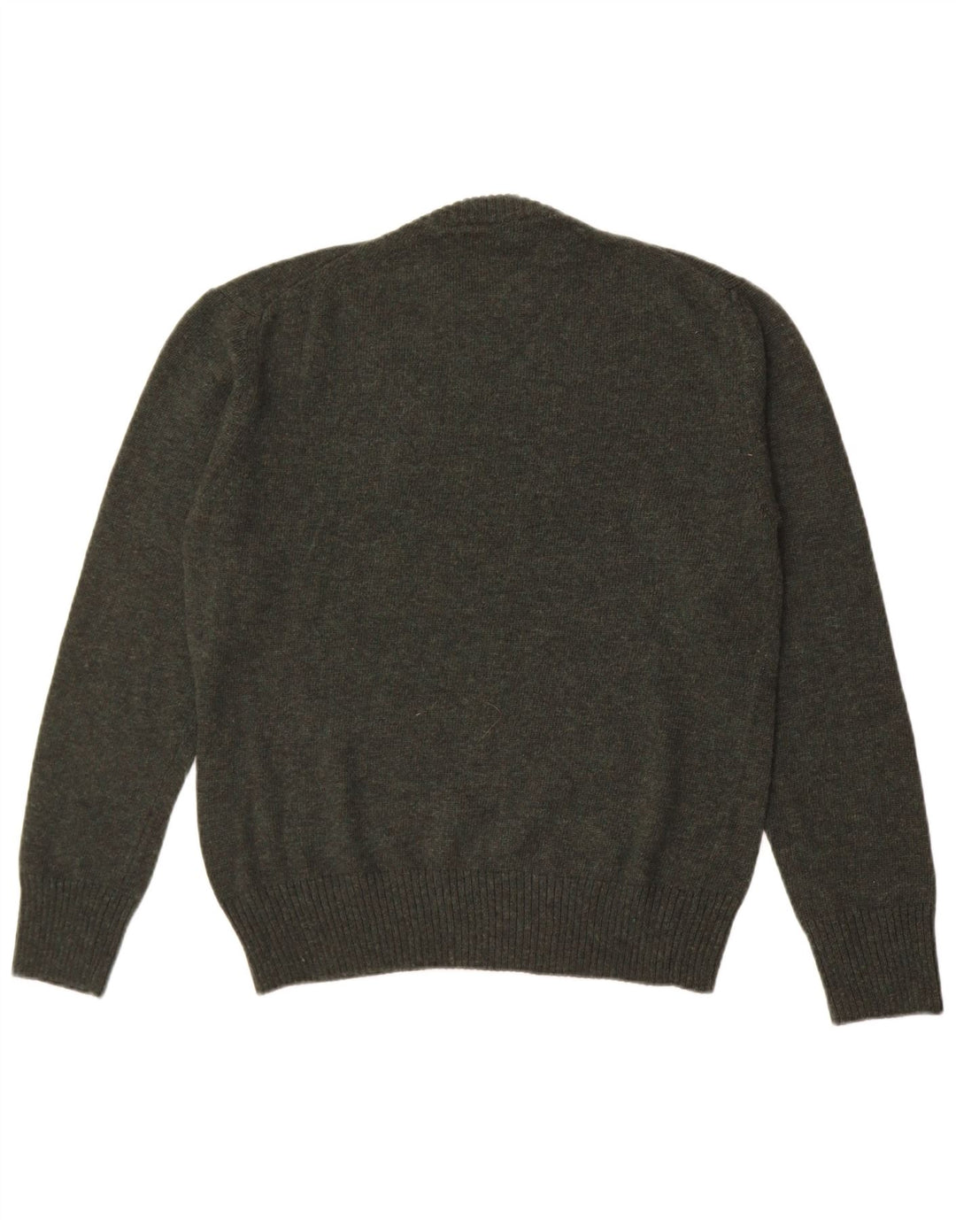 Suéter vintage masculino com gola redonda, lã cáqui média