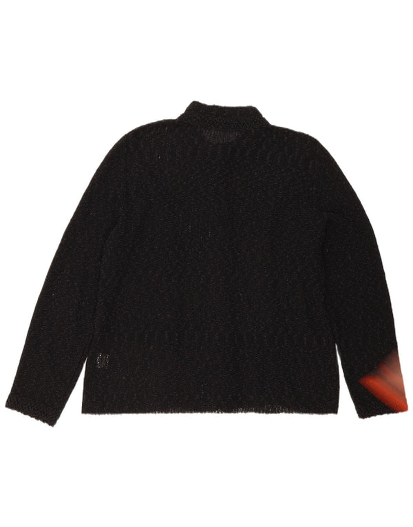 Suéter cardigã transparente feminino vintage IT 50 XL preto acrílico