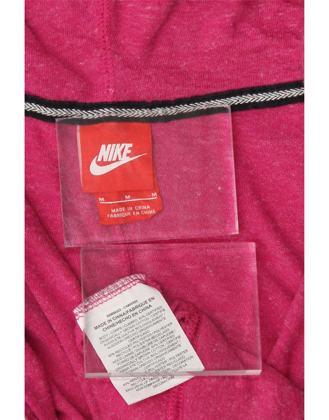 NIKE Womens Graphic Zip Hoodie Sweater UK 14 Medium Pink Cotton Vintage Nike and Second-Hand Nike from Messina Hembry 