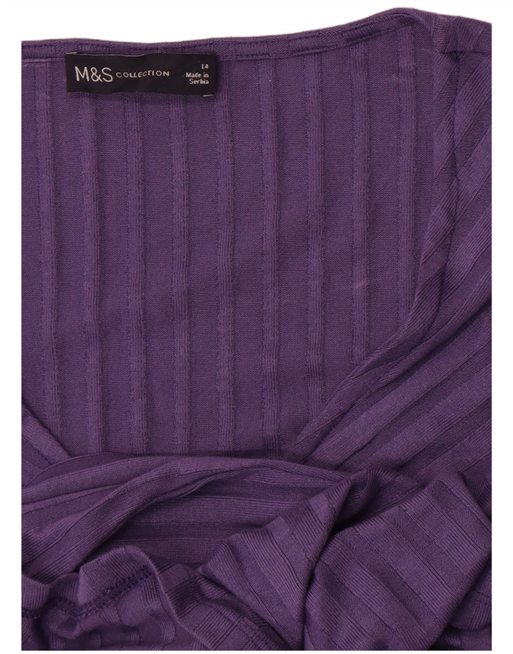 Vestido feminino Marks & Spencer A-Line Reino Unido 14 listrado roxo médio