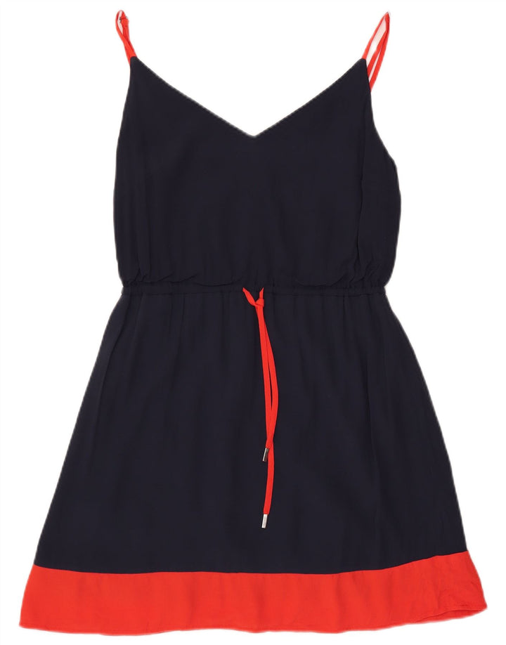 Vestido slip feminino Tommy Hilfiger Reino Unido 10 pequeno azul marinho poliéster