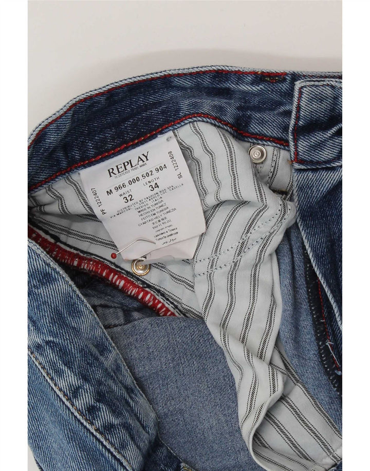 Replay Mens Jeto Slim Jeans W32 L30 Azul Algodão