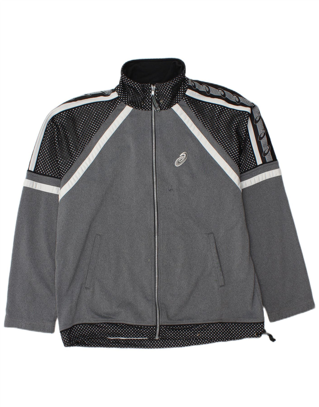 Asics Mens Graphic Tracksuit Top Jaqueta Grande Cinza Manchado