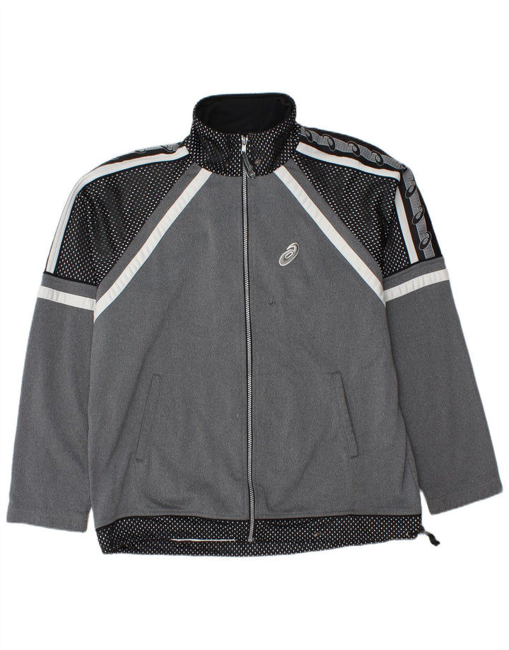 Asics Mens Graphic Tracksuit Top Jaqueta Grande Cinza Manchado