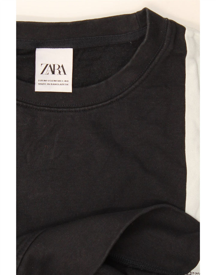 Zara Moletom Masculino Jumper Médio Preto Colorblock