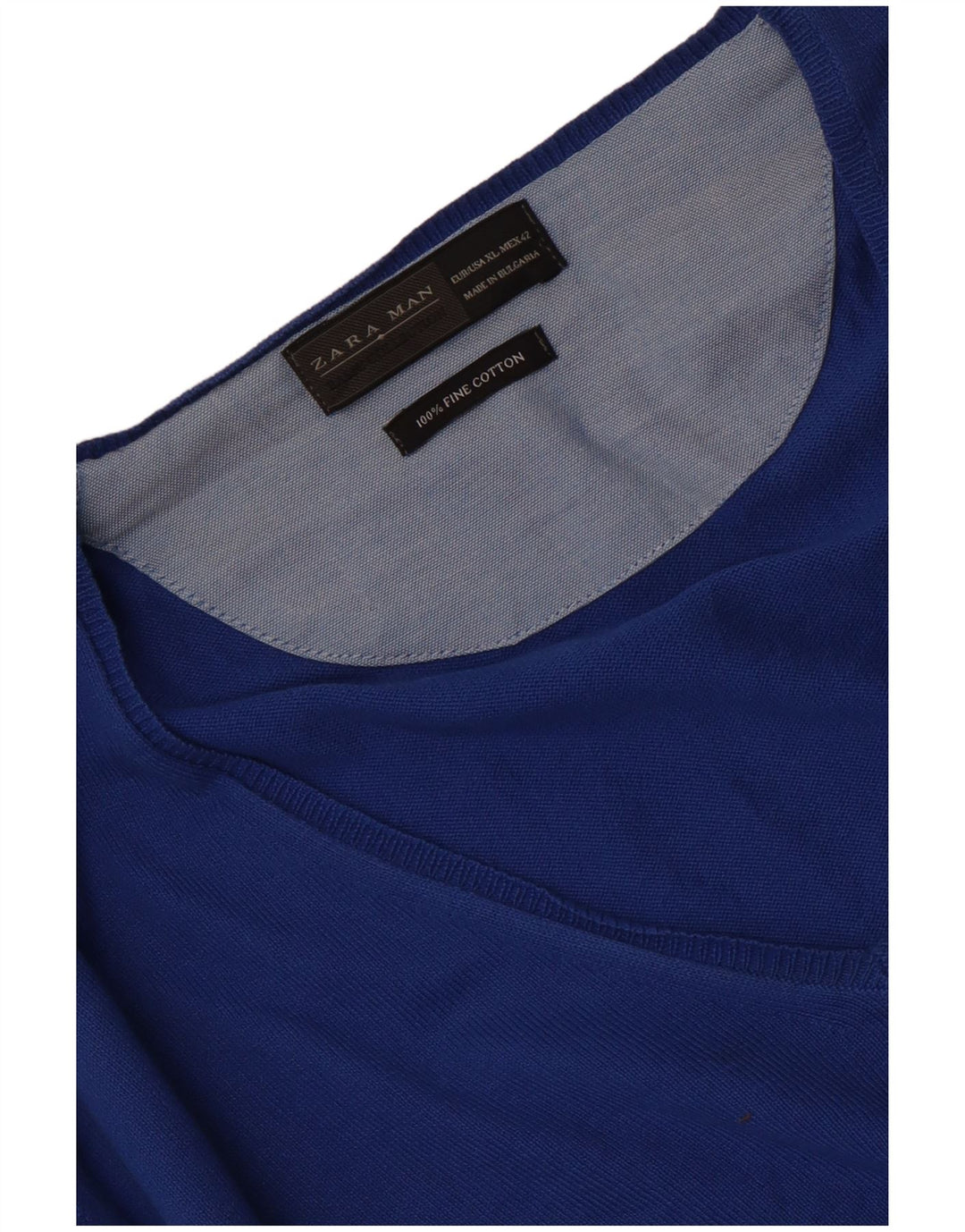 Zara Suéter masculino com decote em V XL algodão azul