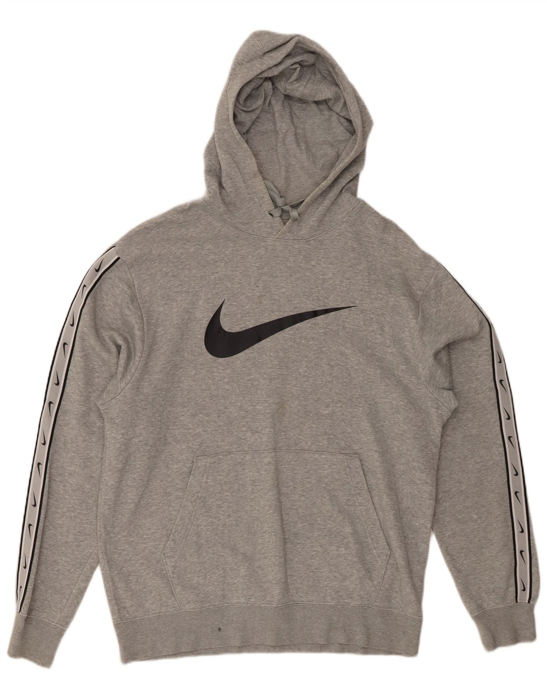 Suéter com capuz gráfico masculino Nike médio cinza algodão manchado