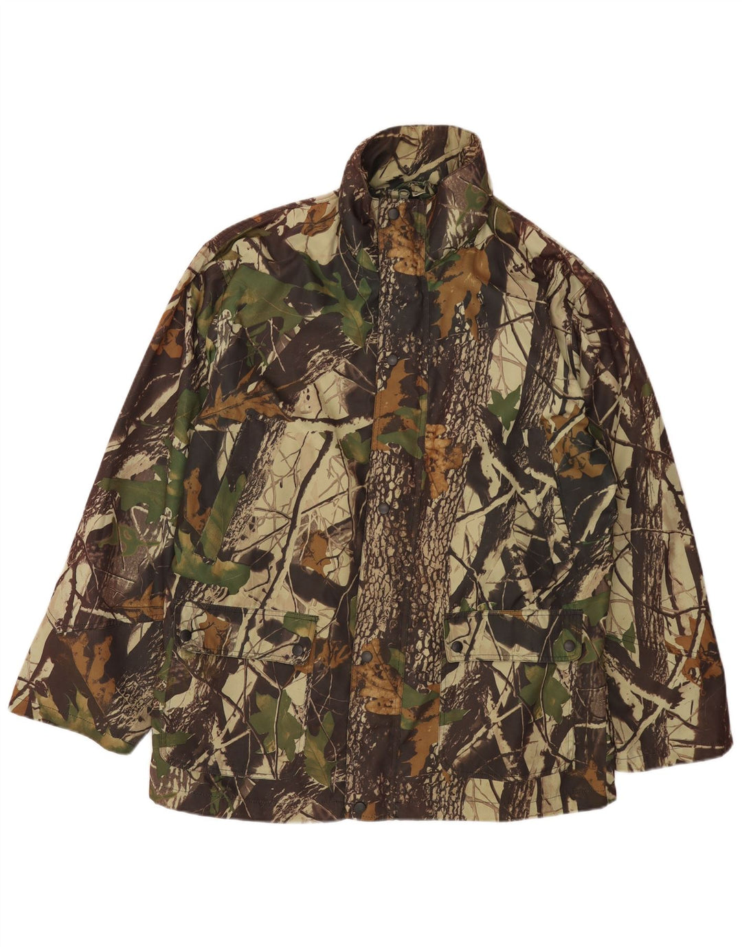 Jaqueta utilitária masculina vintage UK 42 XL Khaki camuflagem poliéster