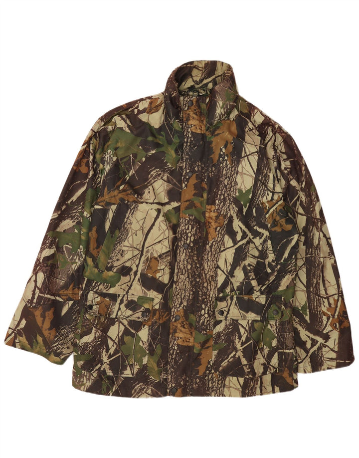 Jaqueta utilitária masculina vintage UK 42 XL Khaki camuflagem poliéster