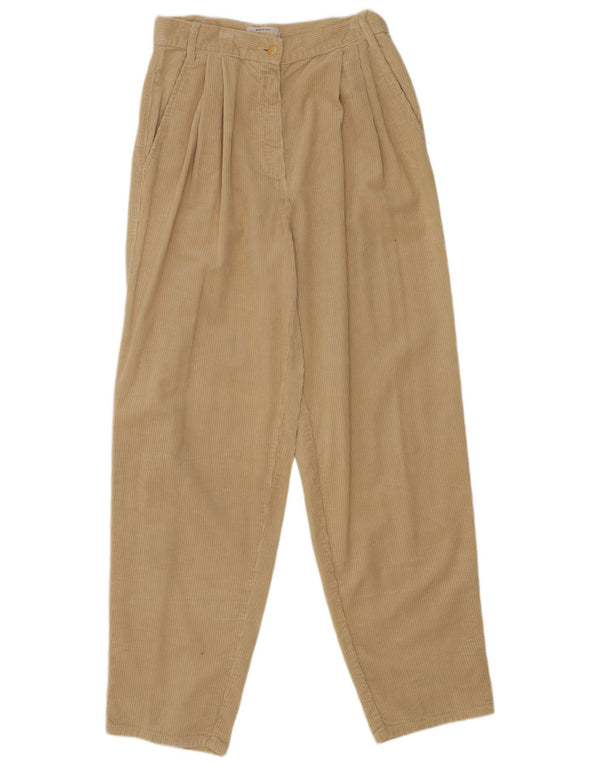 Calça feminina de veludo cotelê Benetton de cintura alta IT 44 médio W28 L30 bege