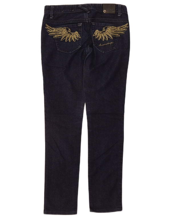 ARMANI EXCHANGE Jeans feminino gráfico slim US 0 XS W28 L28 algodão azul