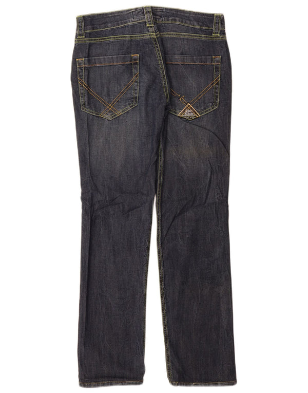 Roy Rogers Calça jeans feminina cintura baixa reta W27 L30 algodão azul marinho