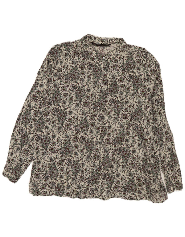 Camisa Zara Mulher UK 18 XL Off White Paisley