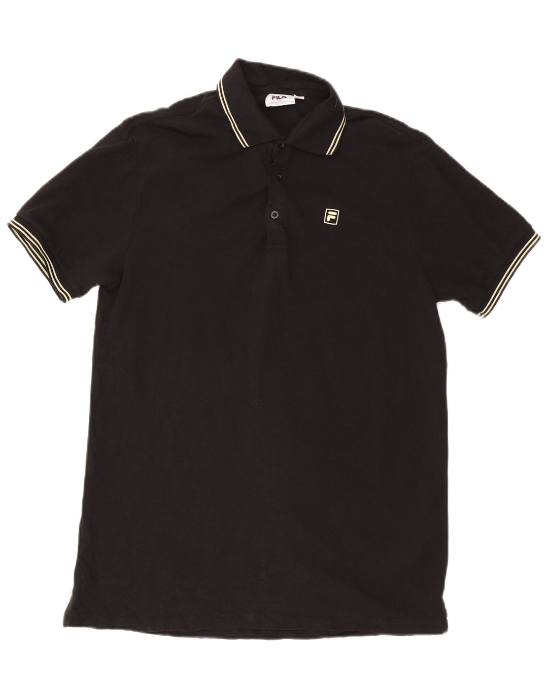 Camisa polo masculina Fila pequena algodão preto