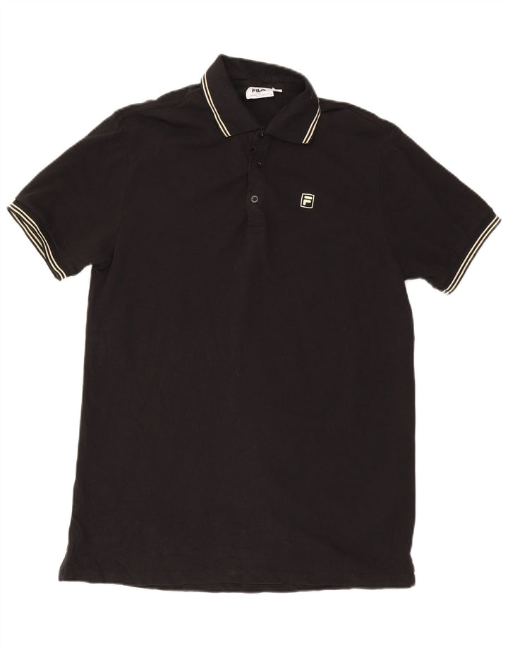 Camisa polo masculina Fila pequena algodão preto