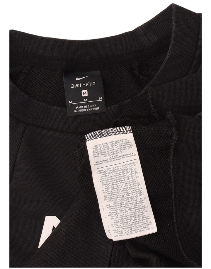 Nike Womens Crop Graphic Moletom Jumper UK 14 Médio Algodão Preto