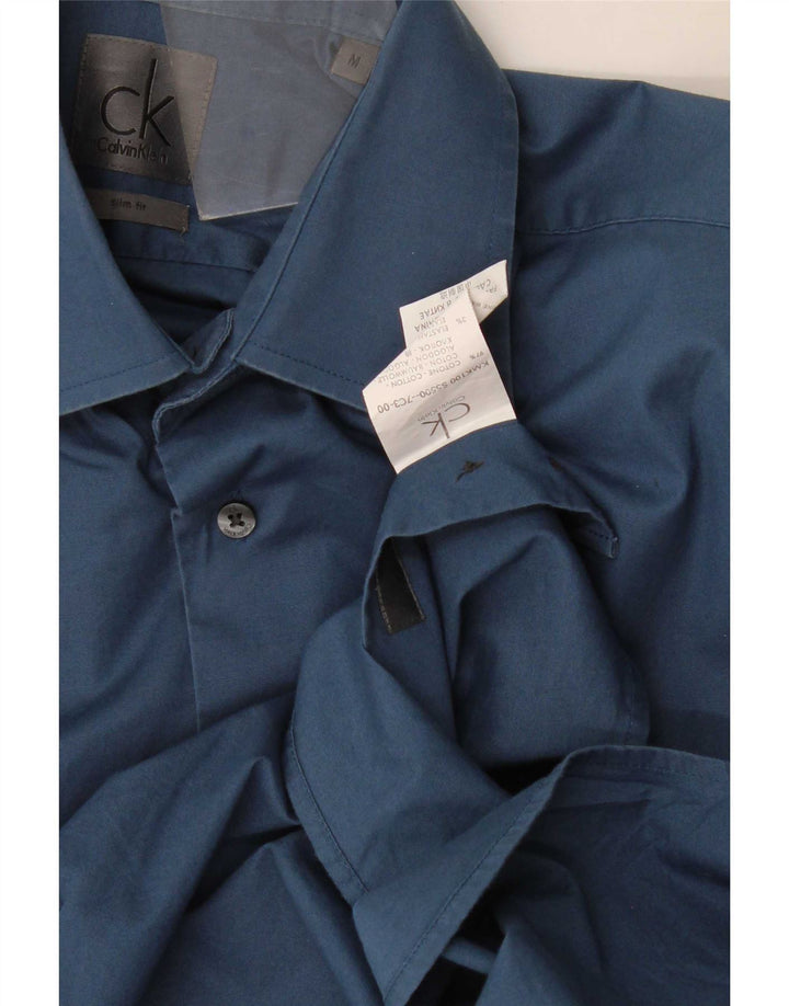 Camisa Calvin Klein Masculina Slim Fit Azul Médio Algodão