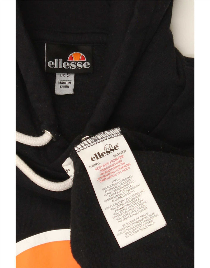Suéter Ellesse masculino com capuz gráfico pequeno algodão preto