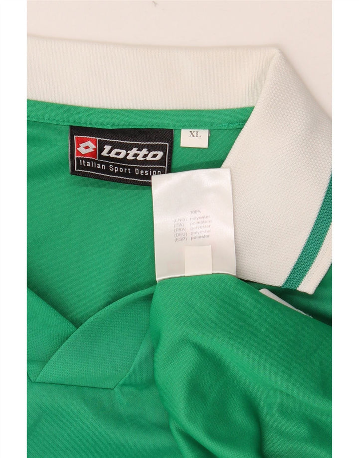 LOTTO Camisa polo masculina gráfica de manga comprida XL verde colorblock poliéster