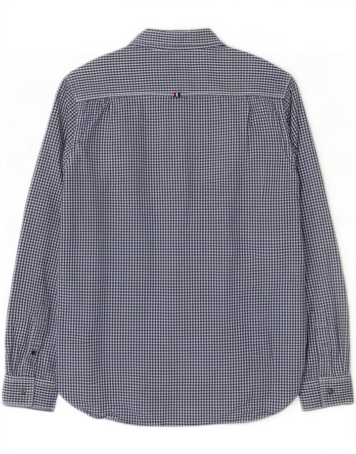 Camisa masculina Superdry grande algodão guingão azul marinho