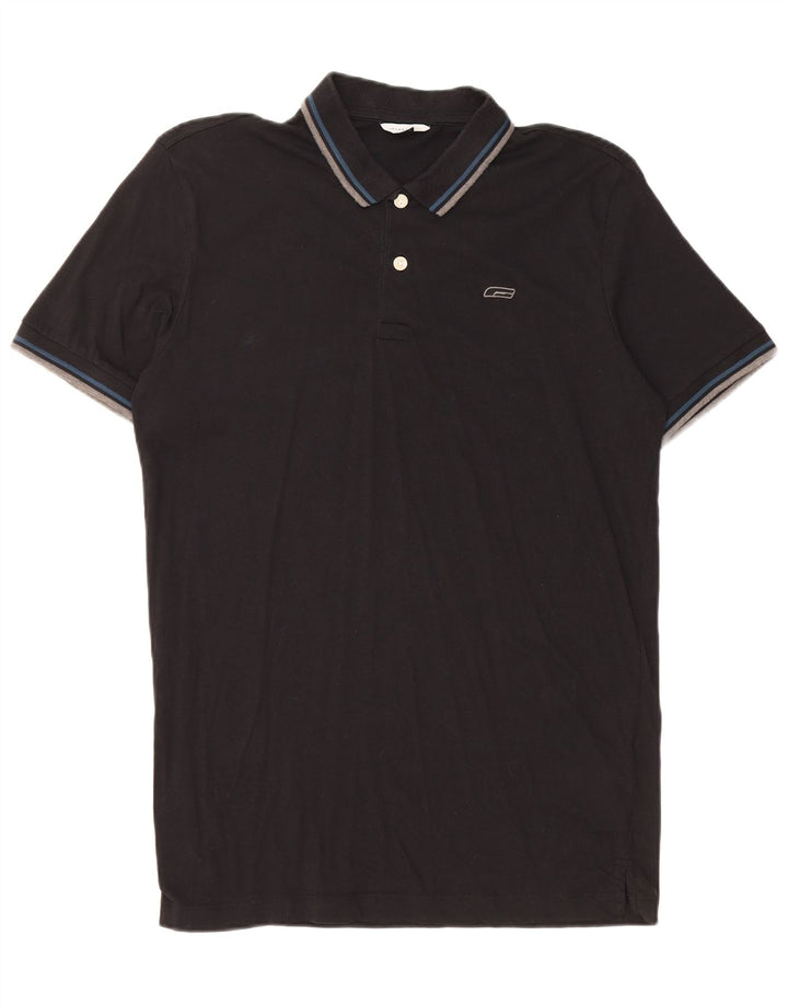 Camisa polo masculina JACK & JONES grande algodão preto