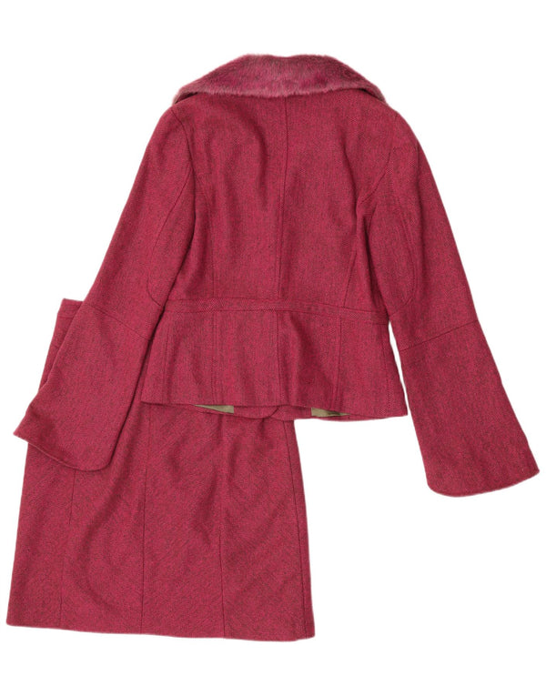Conjunto de saia feminina Jesire de 2 peças Reino Unido 8 pequeno W28 espinha de peixe rosa poliacrílico