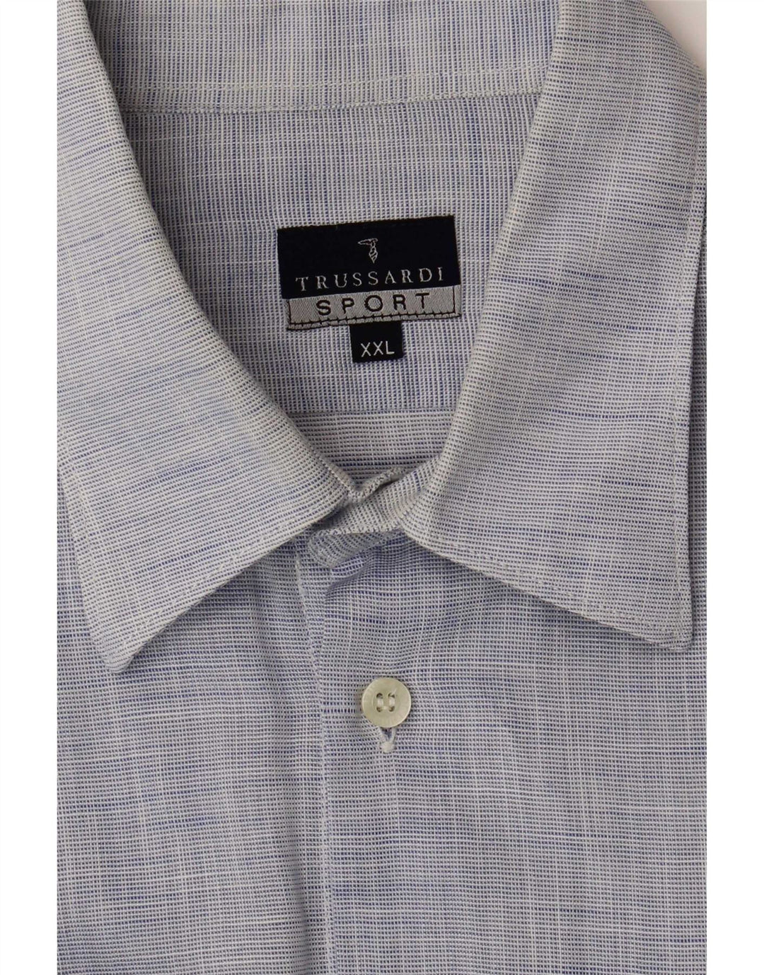 Camisa masculina Trussardi 2XL algodão manchado azul