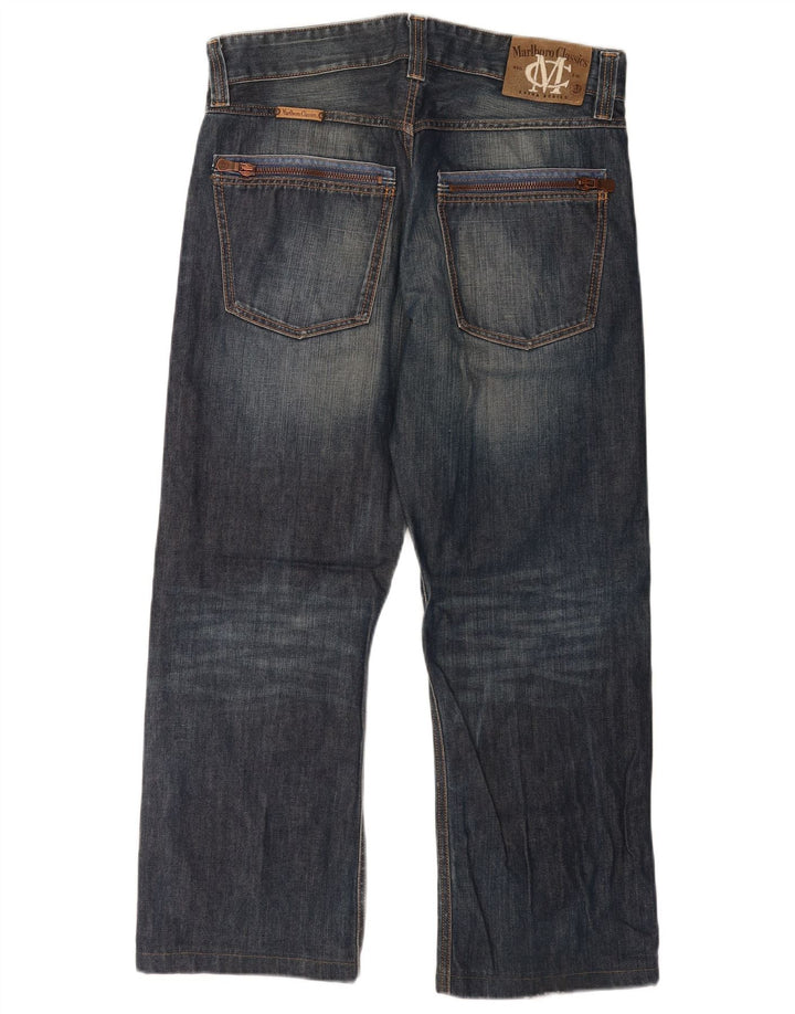 Marlboro Classics Mens Straight Jeans W32 L28 Azul Algodão