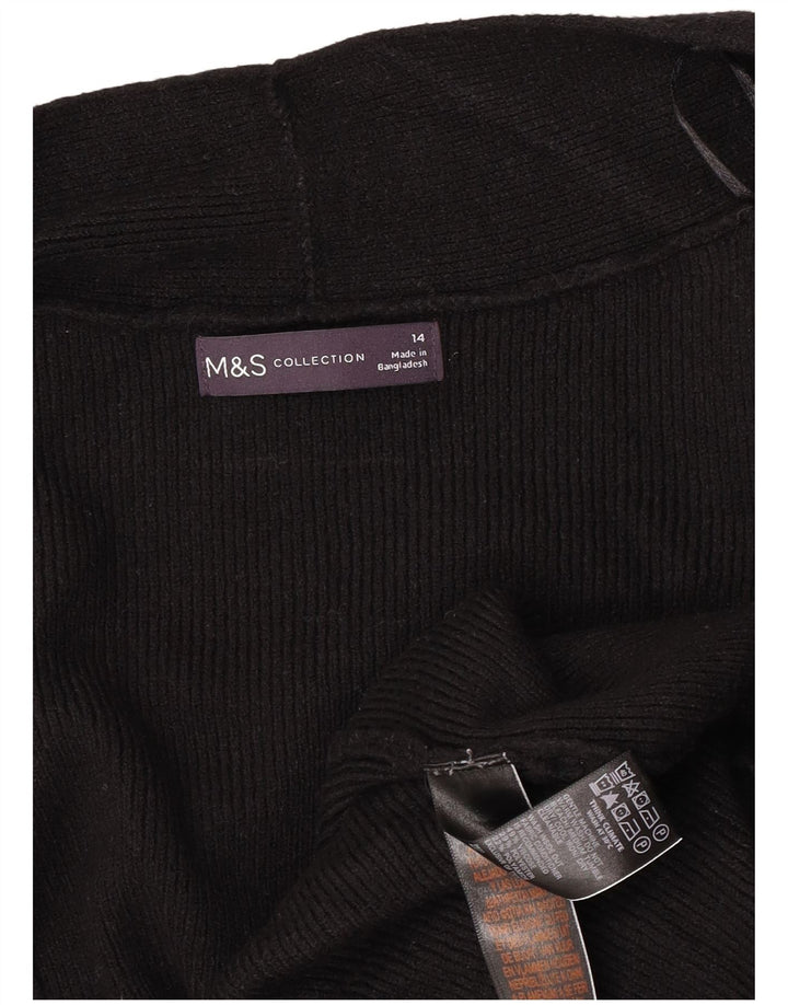 Marks & Spencer Suéter feminino Longline Open Cardigan Reino Unido 14 Grande Preto