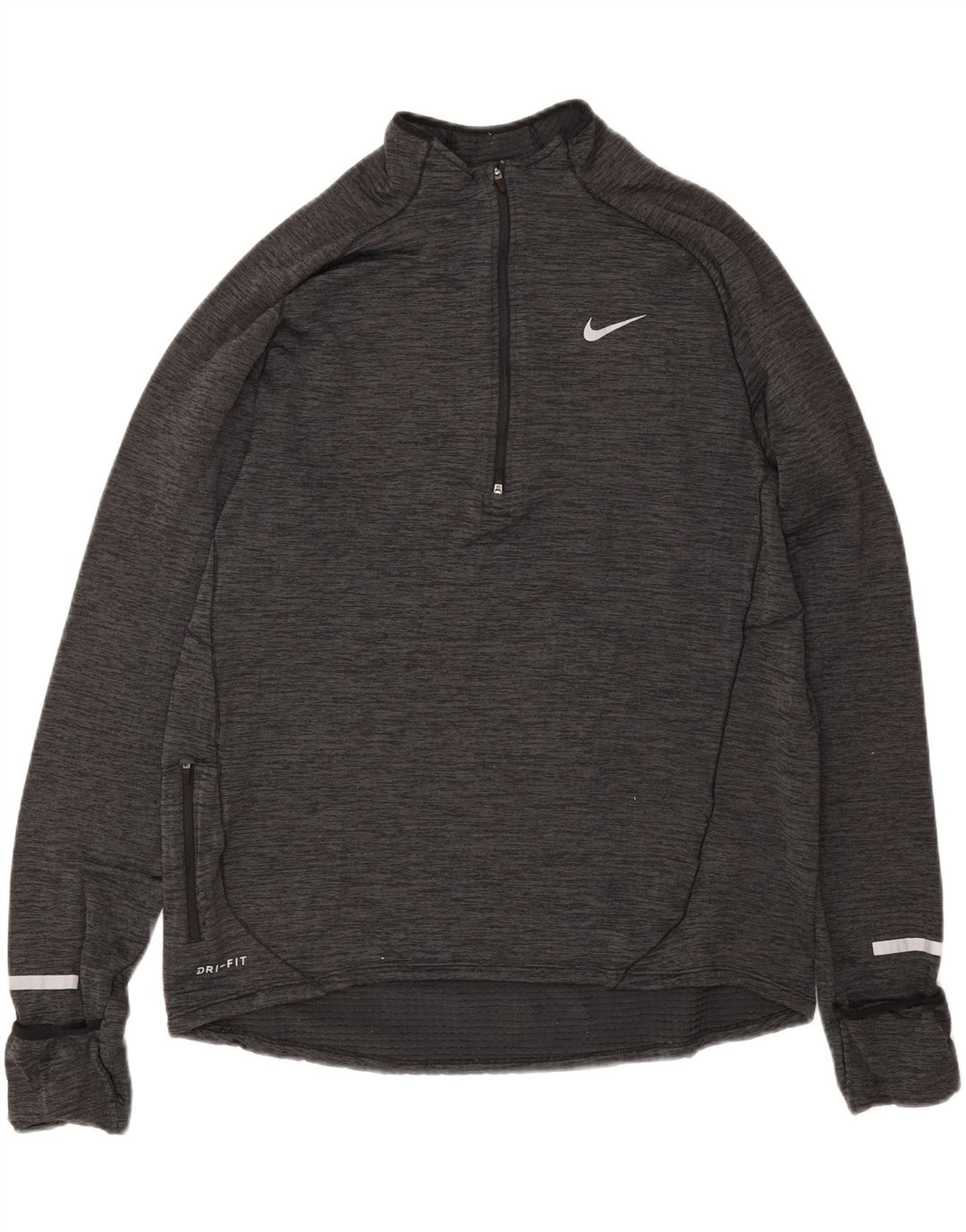 Nike Mens Dri Fit Zip Neck Top Manga Longa Grande Cinza Salpicado