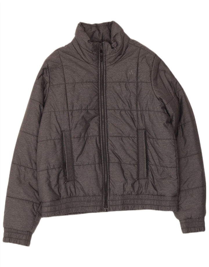 Jaqueta Adidas Mulher Acolchoada UK 16/18 Grande Cinza Nylon