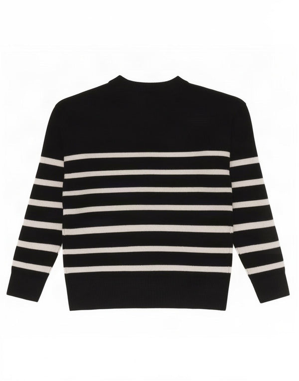 Marks & Spencer Womens Crew Neck Jumper Sweater UK 10 Small Black Striped