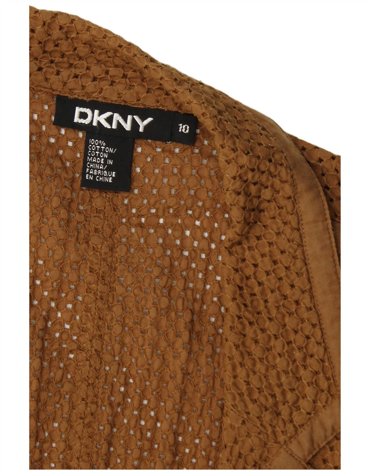 Cardigan feminino transparente DKNY EUA 10 algodão marrom grande