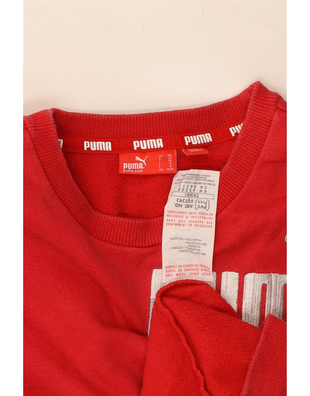 PUMA Meninos Graphic Sweatshirt Jumper 15-16 Anos Algodão Vermelho