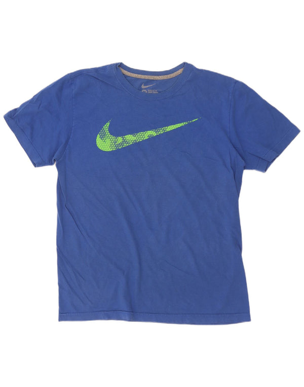 Camiseta Nike masculina regular fit gráfica top médio azul algodão
