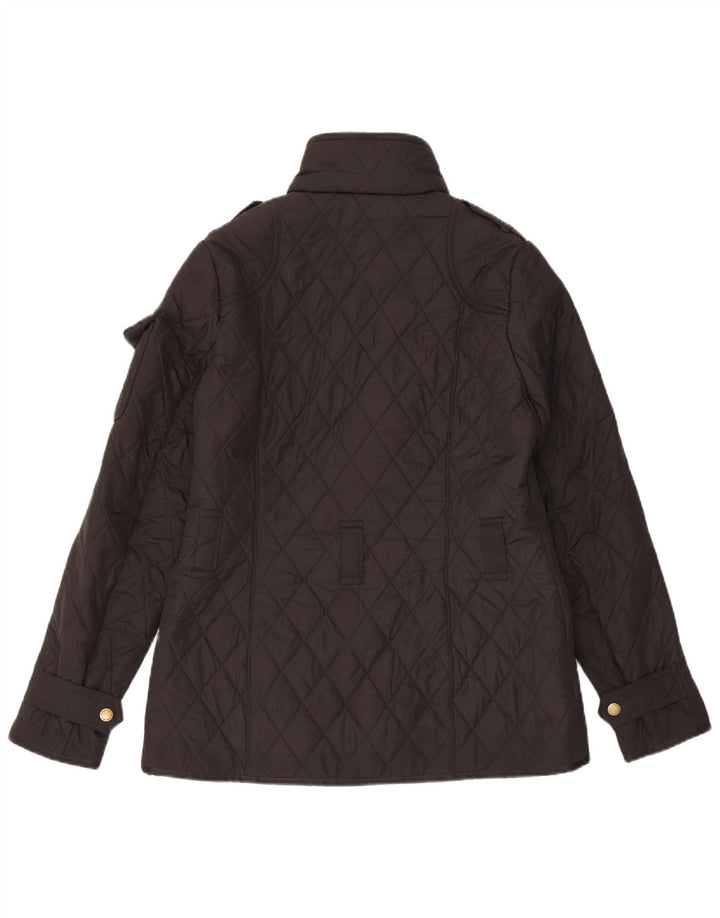 Jaqueta acolchoada militar feminina Barbour UK 10 poliéster preto pequeno