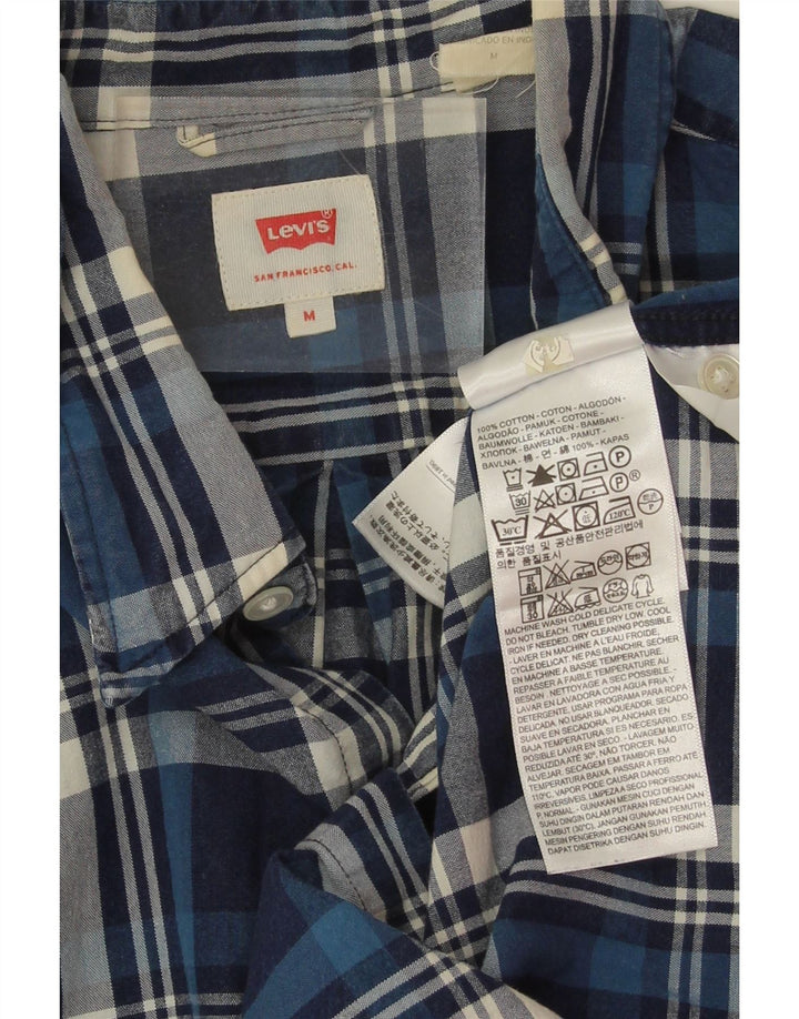 Camisa masculina Levi's média xadrez azul marinho algodão