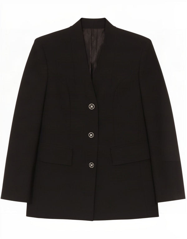 Jaqueta blazer feminina vintage de 3 botões IT 44 lã preta média