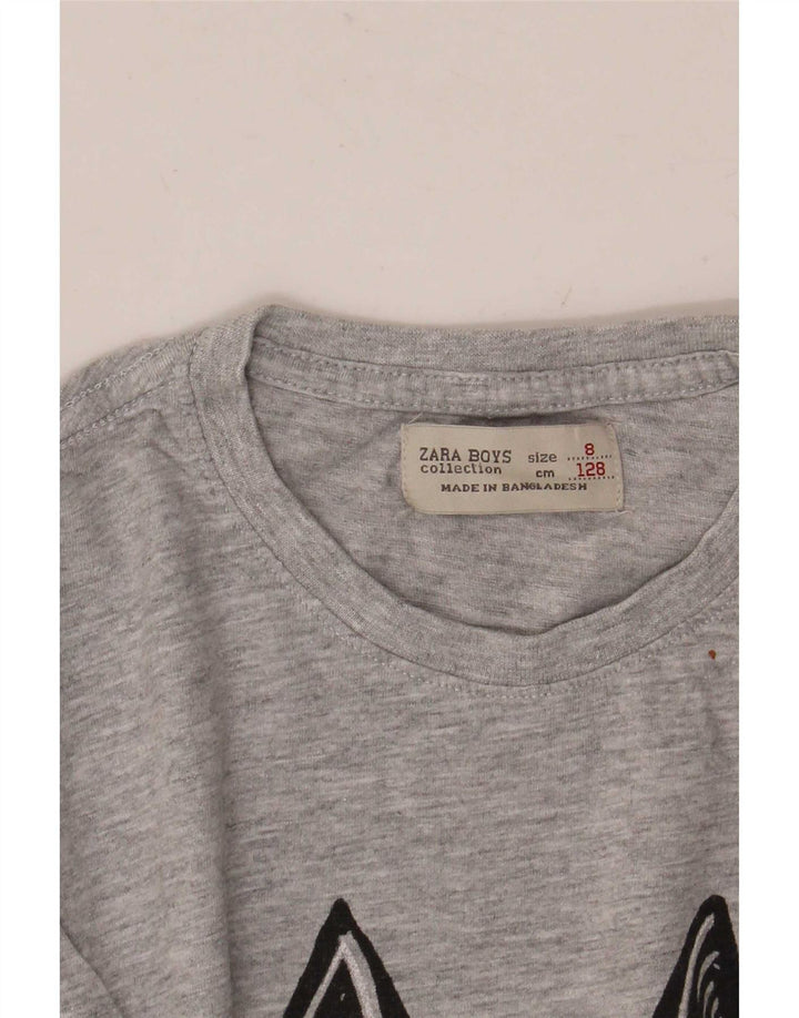 Top Zara Boys Graphic T-Shirt 7-8 Anos Cinza