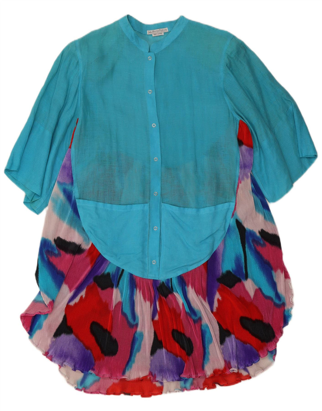 Marisa Padovan Vestido de praia feminino tamanho único azul tie-dye linho