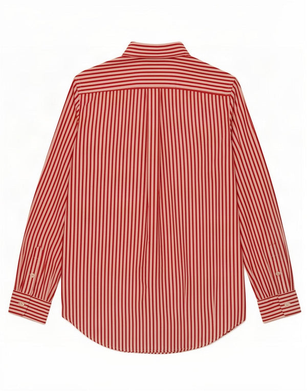 Ralph Lauren Camisa masculina 15-16 anos algodão listrado vermelho
